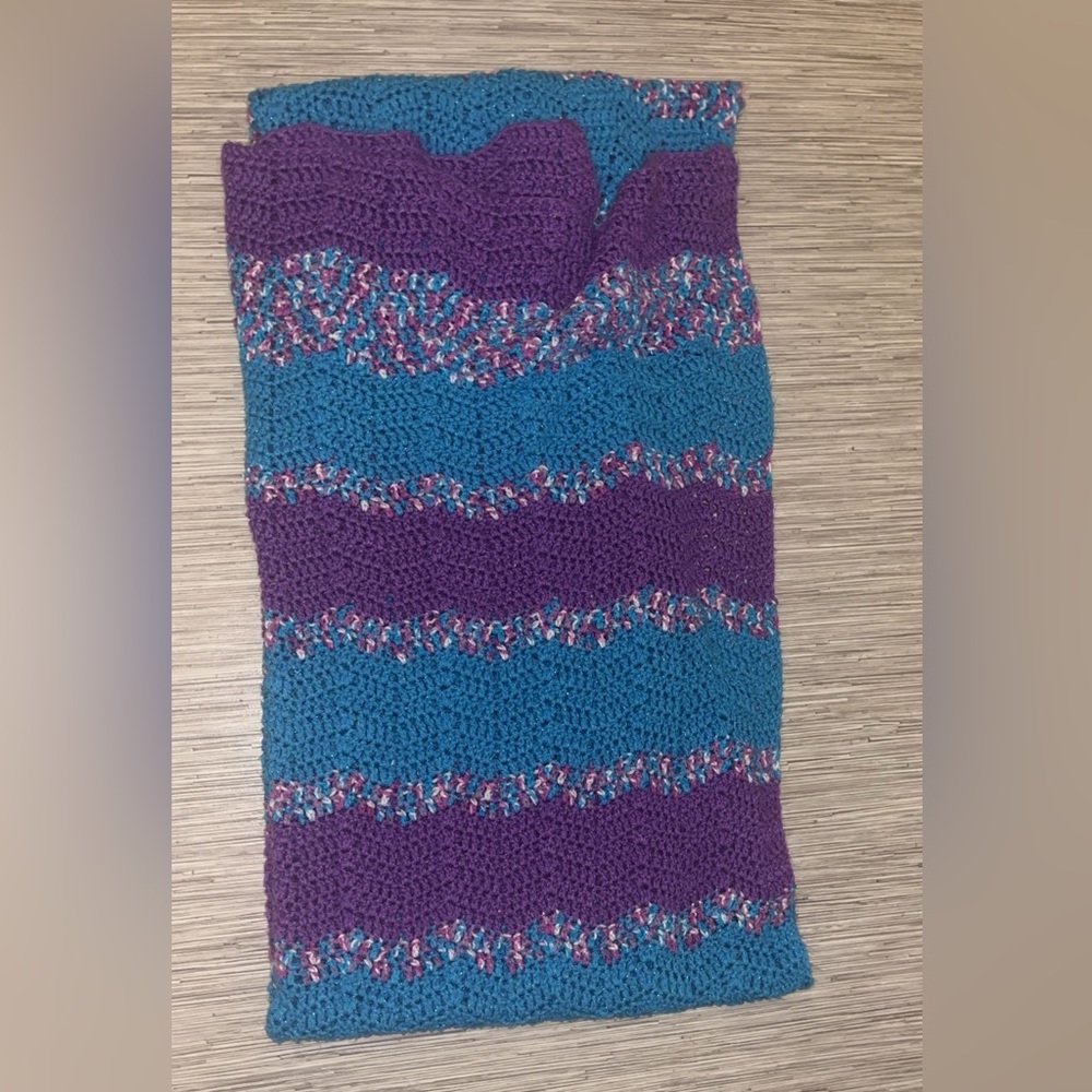 💜💙🧶 Handmade Knitted Quilt 🧶💙💜